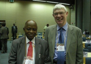(l-r) Professor Odele Osibanjo, head of the Basel Convention Regional Coordinating Centre, based in Nigeria, and Jeff Cooper of the International Solid Waste Association